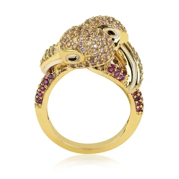 Noir Jewelry Twin Flamingo Ring Size 8 NWT SOLD OUT RARE!! - Picture 1 of 3